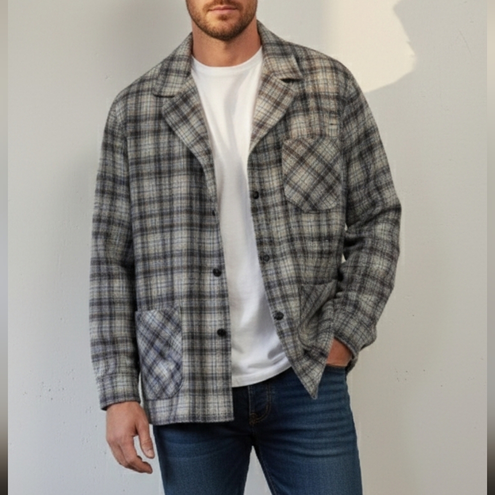 Vintage 70's Pendleton Plaid Wool‎ Chore Coat Shacket Western